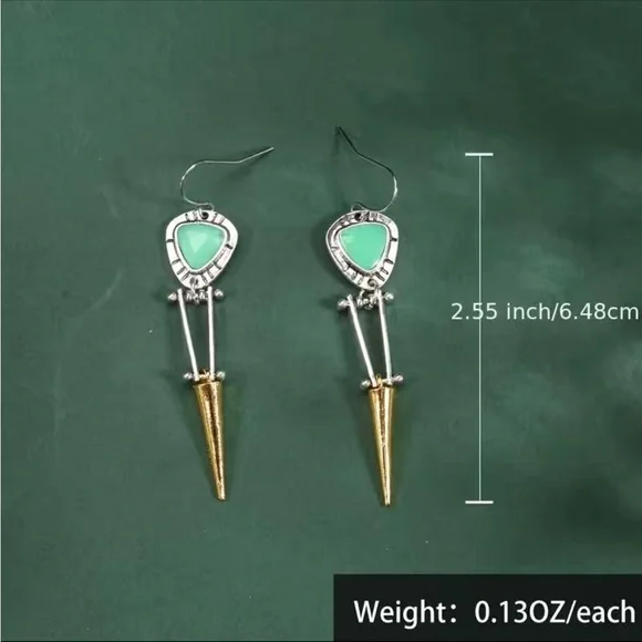 NEW Boho turquoise & silver earrings - Picture 2 of 3